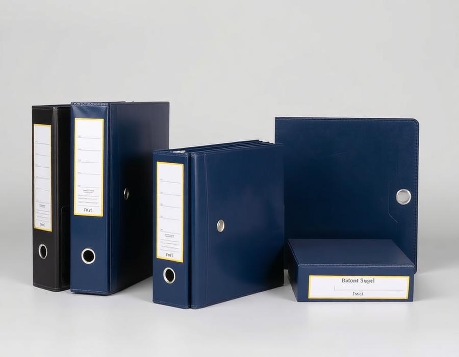 Ring binders, file folders and document storage boxes
